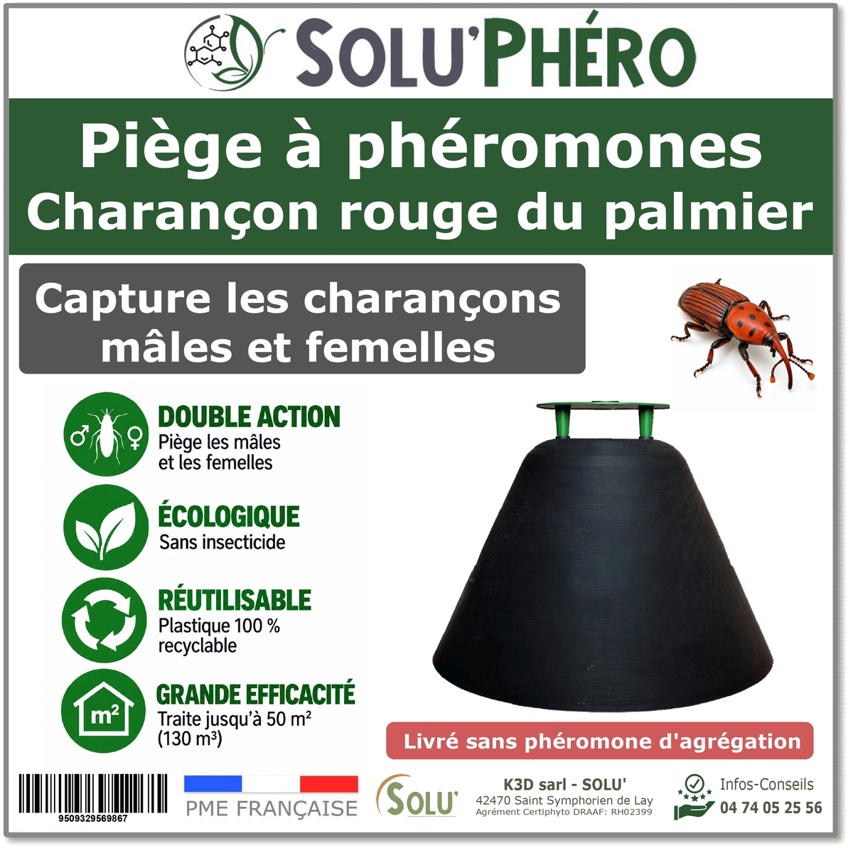 Piège à phéromones contre le charançon rouge du palmier SOLU